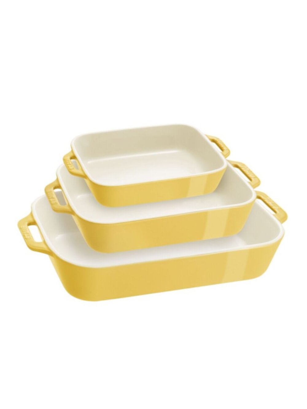 Staub Ceramic 3 Piece Rectangular Baking Dish Set - Citron